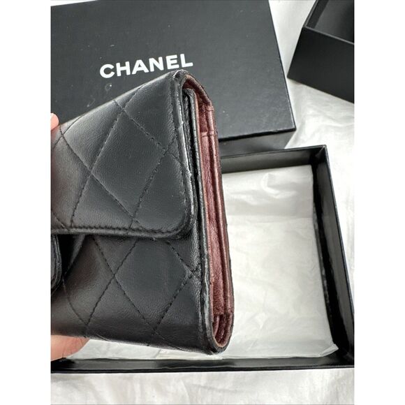 CHANEL Flap Wallet Quilted Black Silver Tone Hardware W/box - Picture 4 of 16